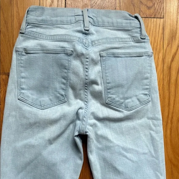 Frame Le High Flare Jeans 25 Light Wash Stretch Raw Hem Boho High Rise - Picture 11 of 14